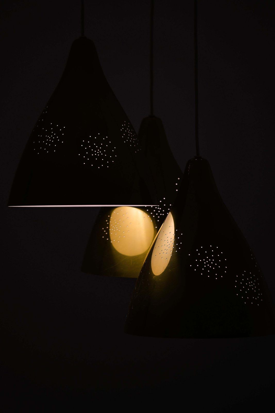Ceiling Lamp With Three Conical Brass Shades By Lisa Johansson Pape, 1950s photo 8945.0