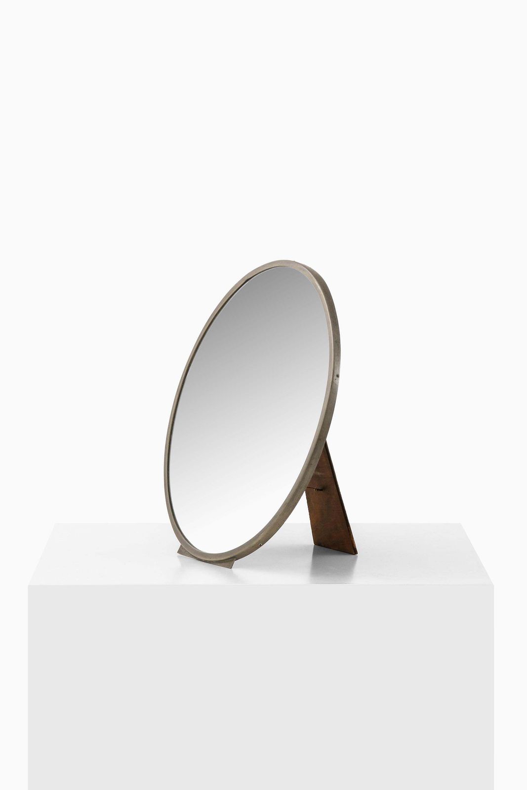 Table Mirror In Pewter And Wood By Nils Fougstedt, 1931 photo vinterior