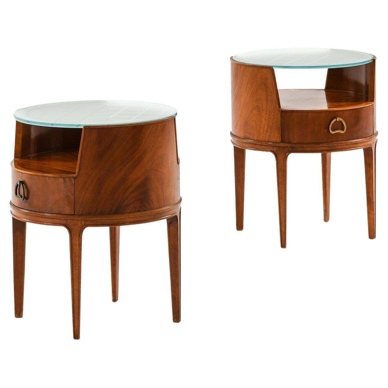 Pair Of Bedside Tables / Side Tables In Mahogany By Axel Larsson, 1940s