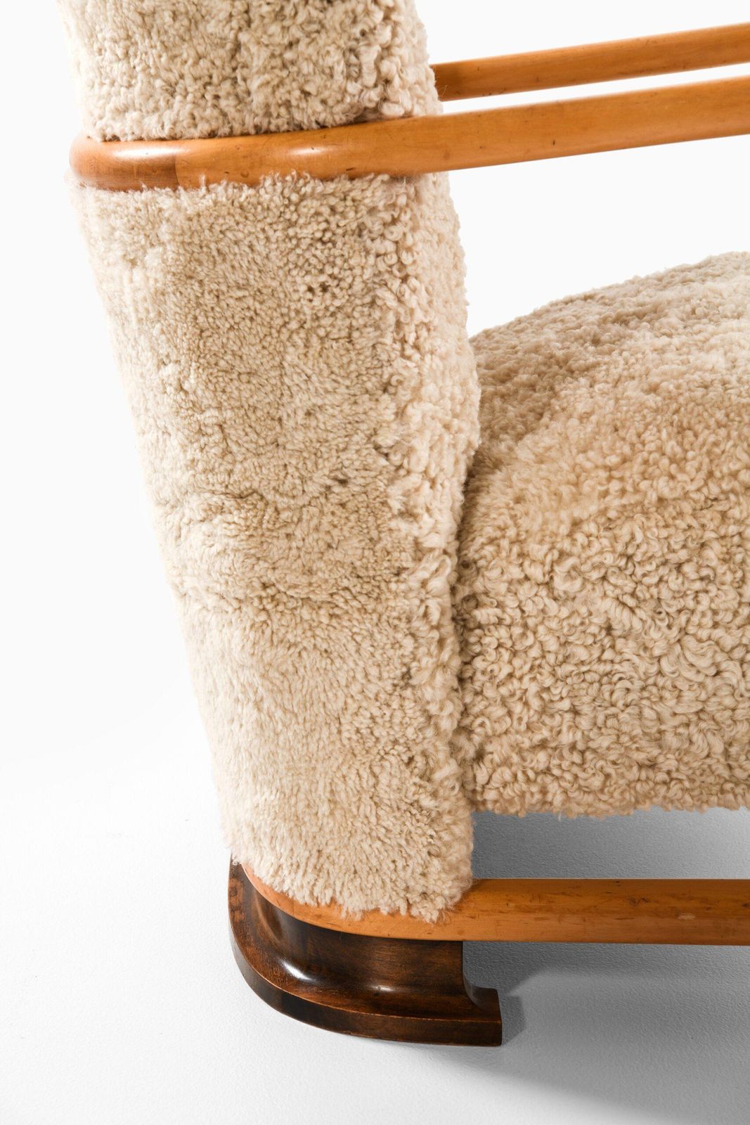 Pair Of Scandinavian Art Deco Easy Chairs In Birch And Sheepskin, 1930s photo buy