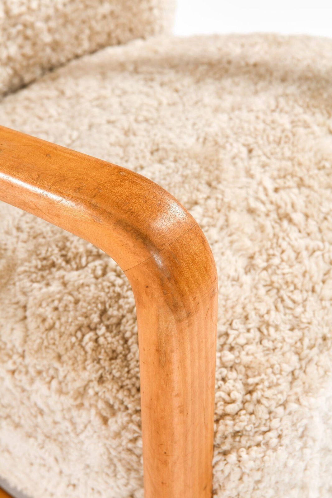 photo furniture Pair Of Scandinavian Art Deco Easy Chairs In Birch And Sheepskin, 1930s