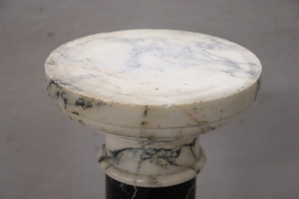 Antique Black And White Marble Column, 1800s photo for sale