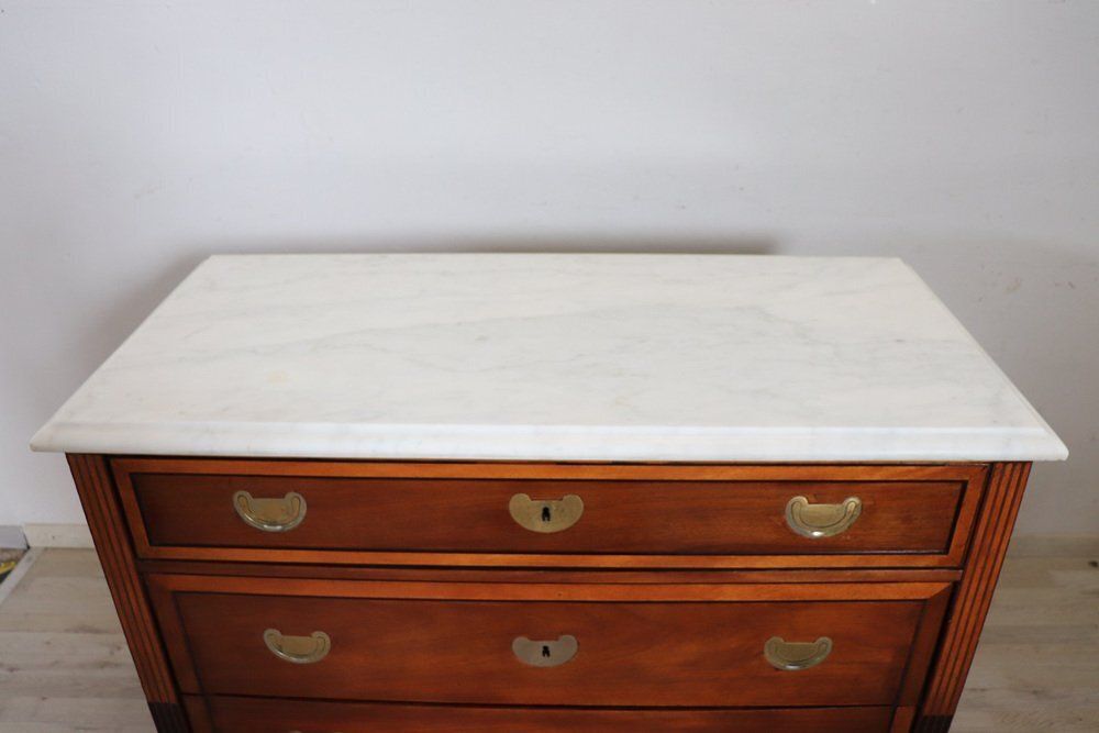 2762.0 Antique Walnut Chest Of Drawers With Marble Top, 1700s photo