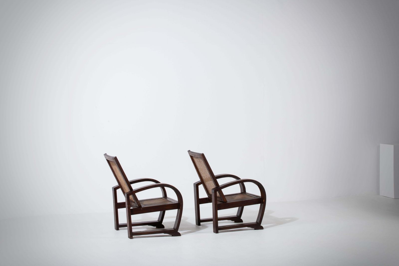 Set Of Two Reconstruction Walnut Armchairs, 1940s, France photo for sale