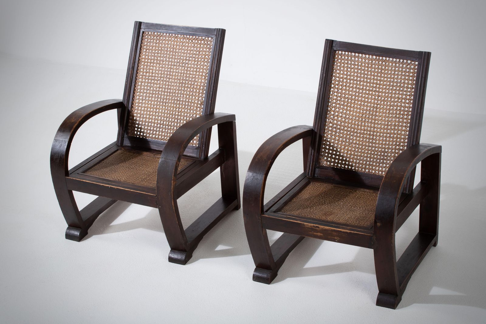 Furniture Set Of Two Reconstruction Walnut Armchairs, 1940s, France photo