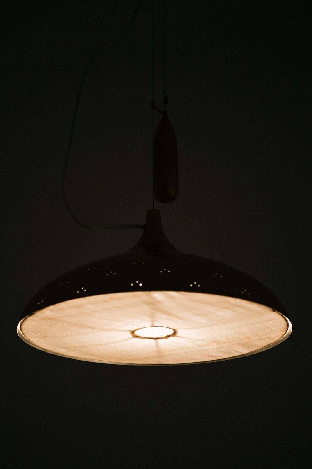 Height Adjustable Ceiling Lamp In Brass, 1940's photo Lighting