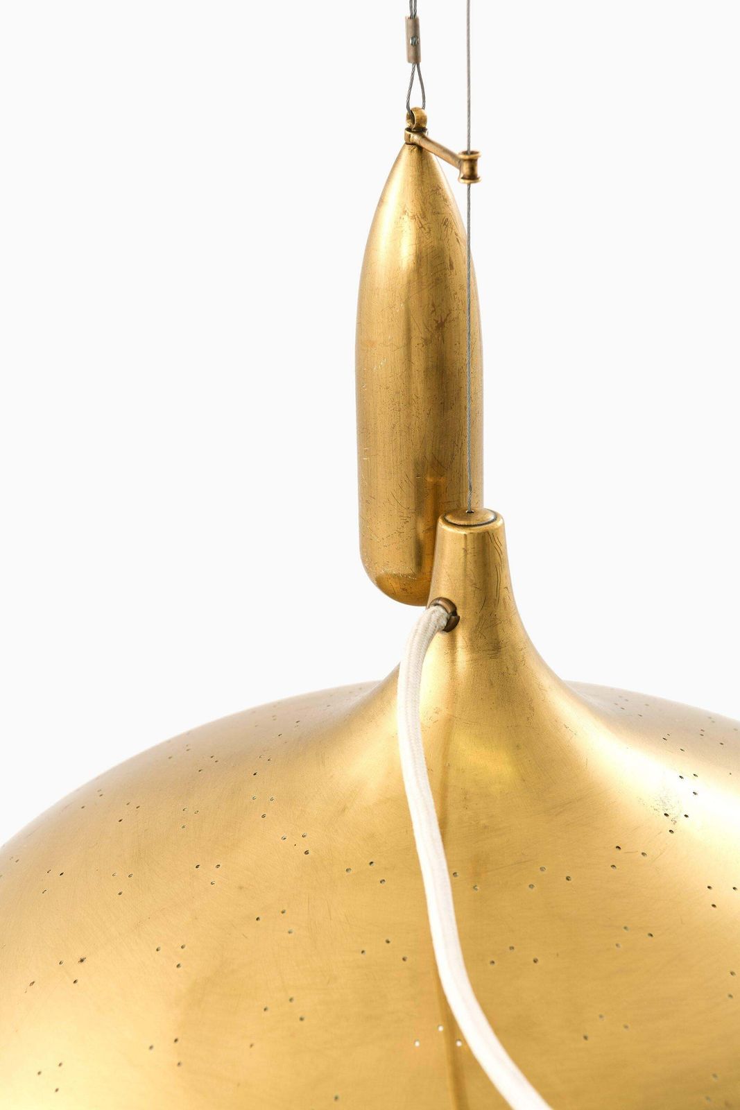 photo furniture Height Adjustable Ceiling Lamp In Brass, 1940's