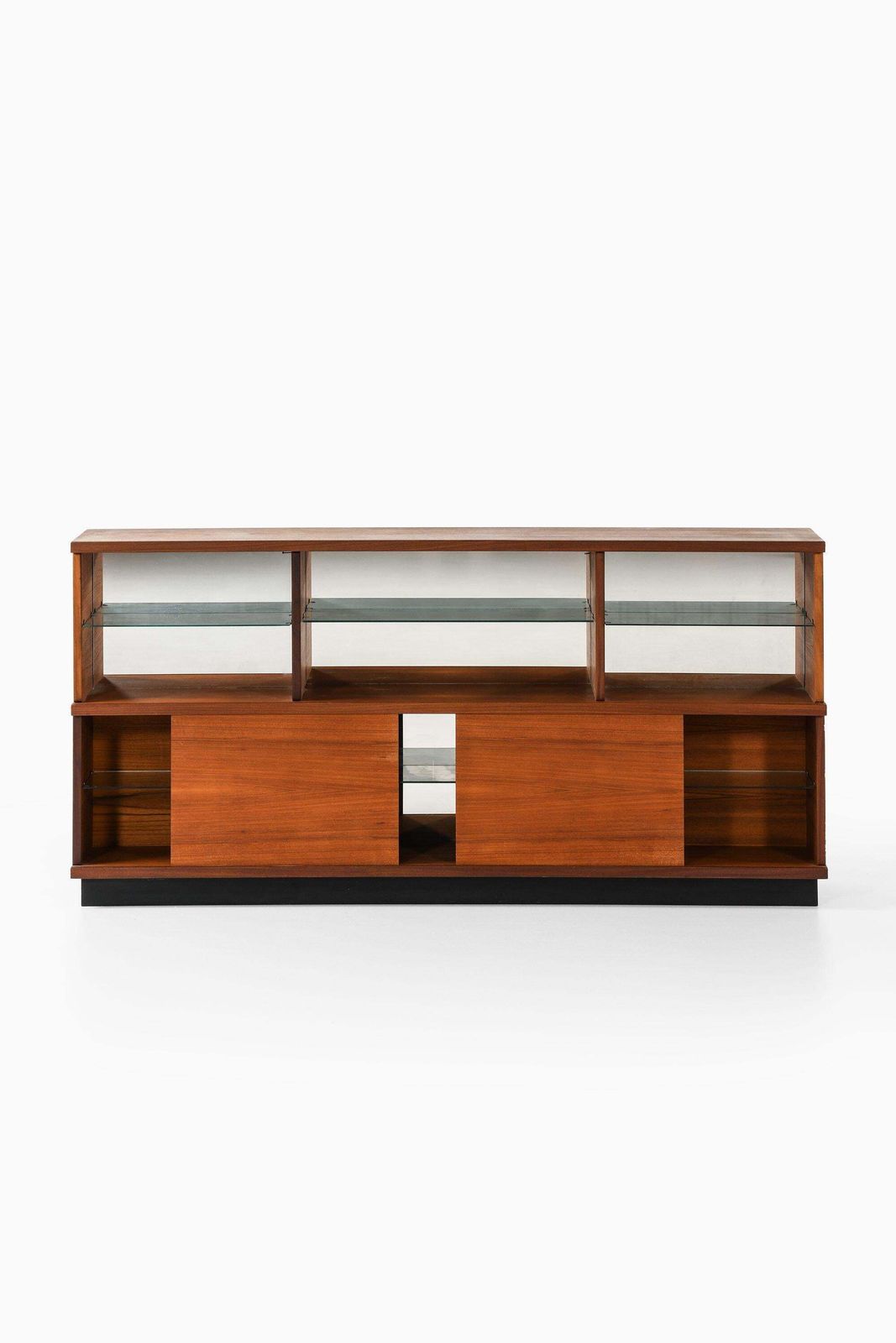 Sideboard In Teak, Black Lacquered, Mirrored Glass And Glass, 1957 1958 photo furniture
