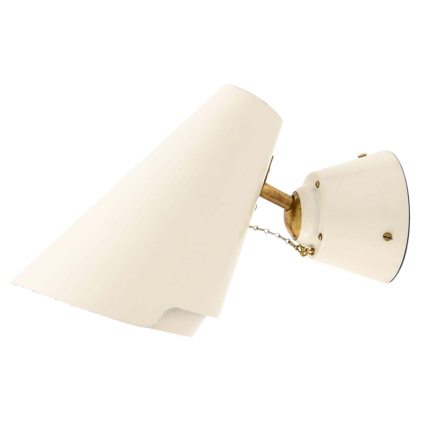 Wall Lamps In Brass And White Lacquered Metal By Paavo Tynell, 1950's