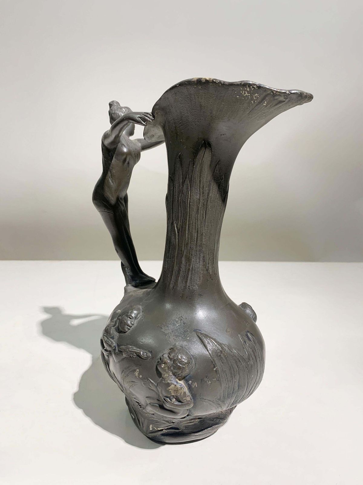 photo for sale Art Nouveau Pewter Pitcher By Jean Maurice Petizon, Signed "Petiz" , Circa 1920