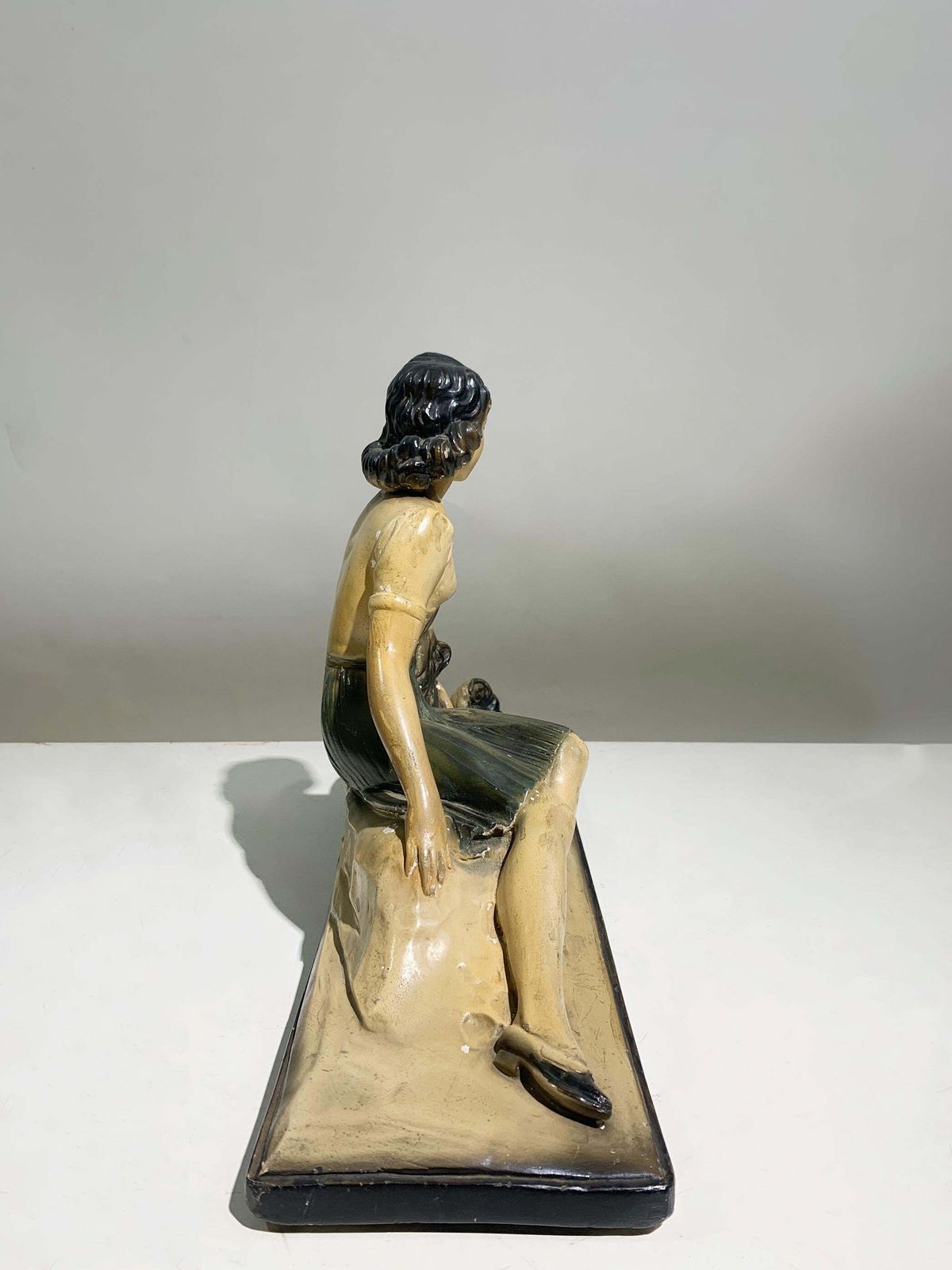 Art Deco Sculpture Of A Lady With Borzoi By S. Boni, France, Circa 1930s photo for sale