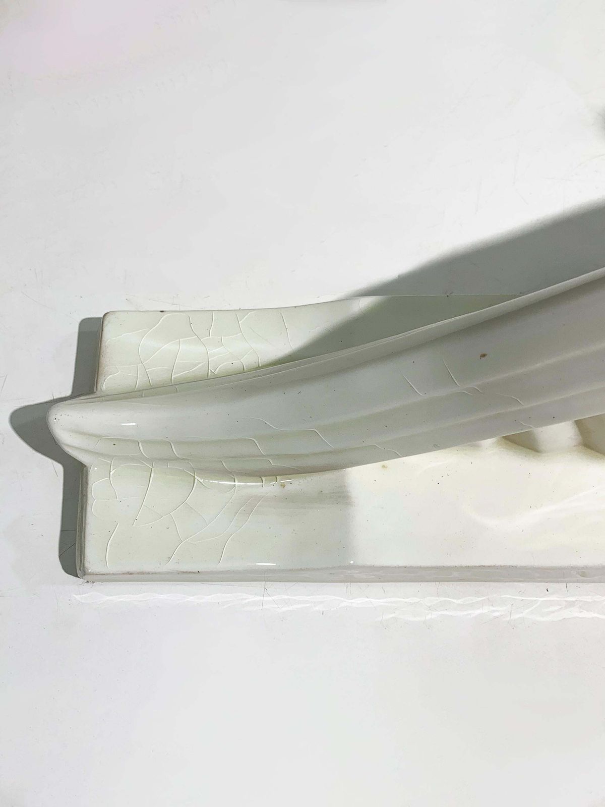 Art Deco Style Glazed White Ceramic Pheasant Sculpture, Circa 1940, France photo vintage