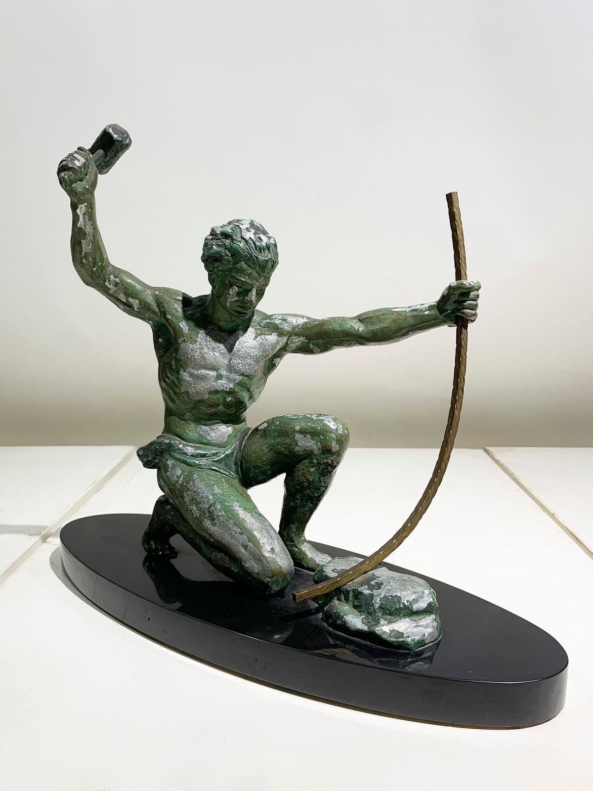 Jean De Roncourt Art Deco "The Blacksmith" Sculpture Engraved "G. Hervor", 1930s photo furniture
