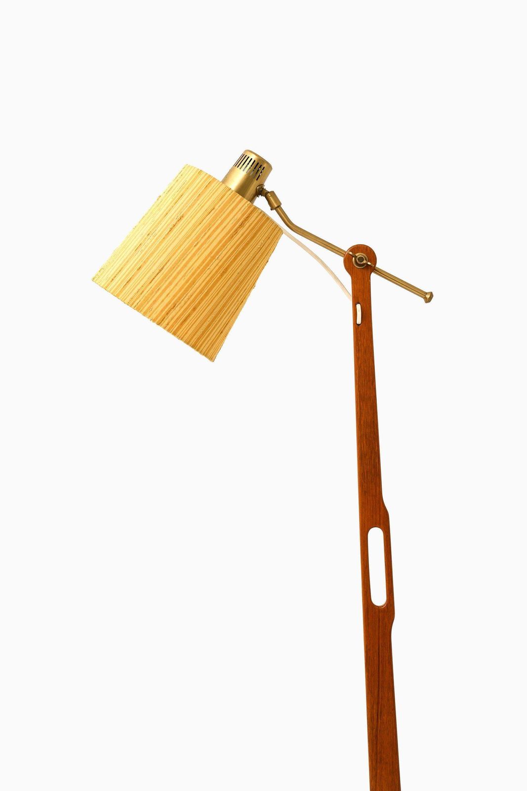 Floor Lamp In Teak, Brass And Original Lamp Shade By Hans Bergström, 1950's photo furniture