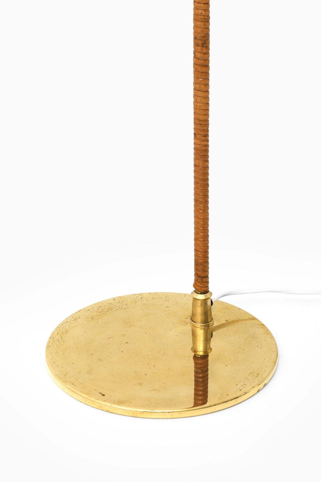 Floor Lamp In Brass And Cane By Paavo Tynell, 1950's photo vintage