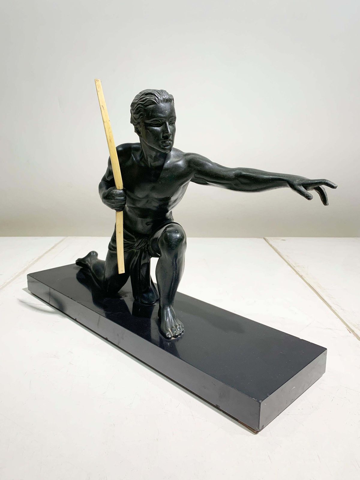 French Art Deco 'Archer' Sculpture On Black Base, Attributed To J. De Roncourt photo for sale