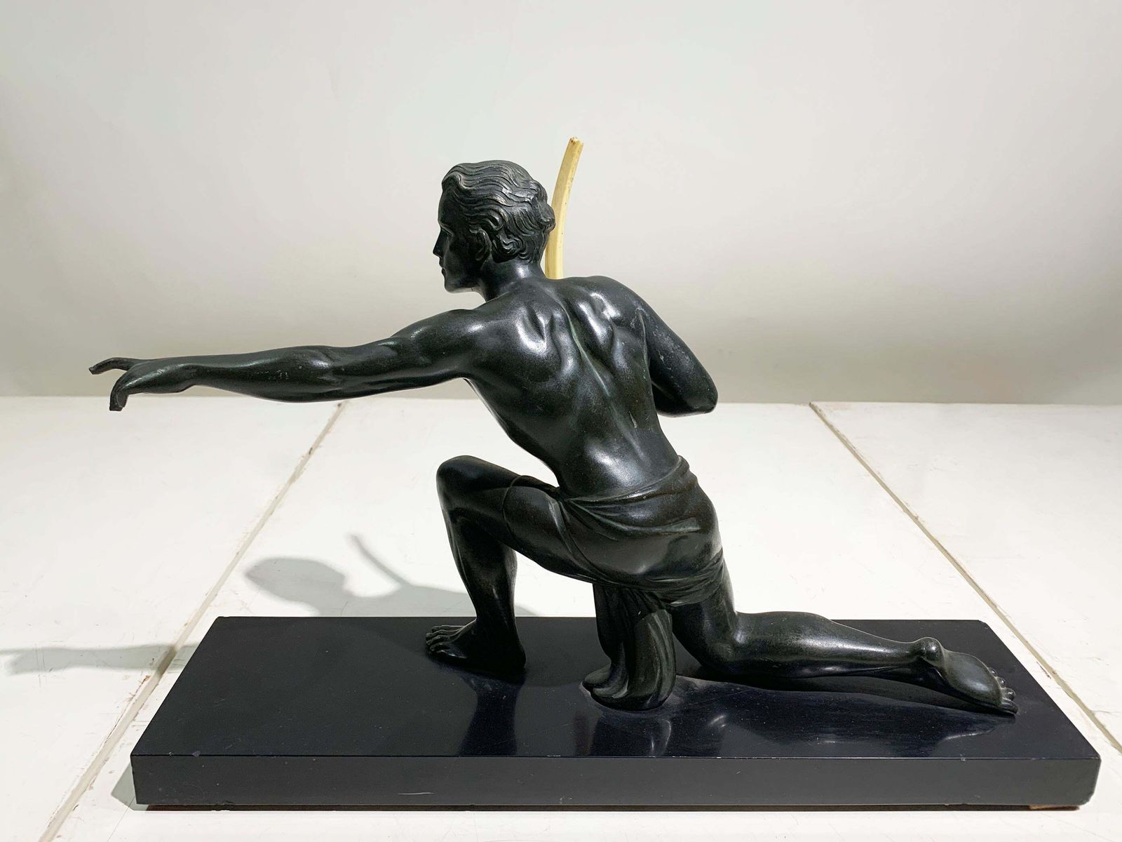 French Art Deco 'Archer' Sculpture On Black Base, Attributed To J. De Roncourt photo 3182.0