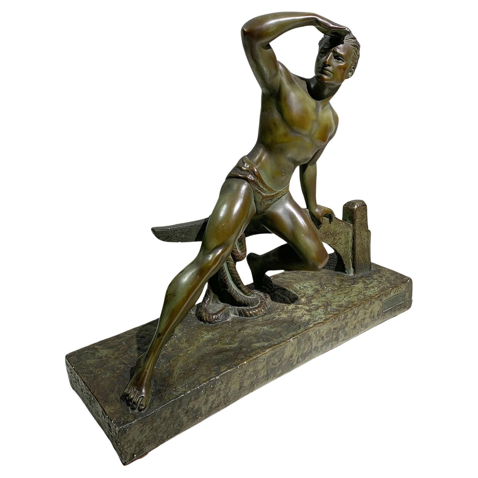 Art Deco Sailor Patinated Bronze Sculpture Signed "Meurice", Circa 1940's