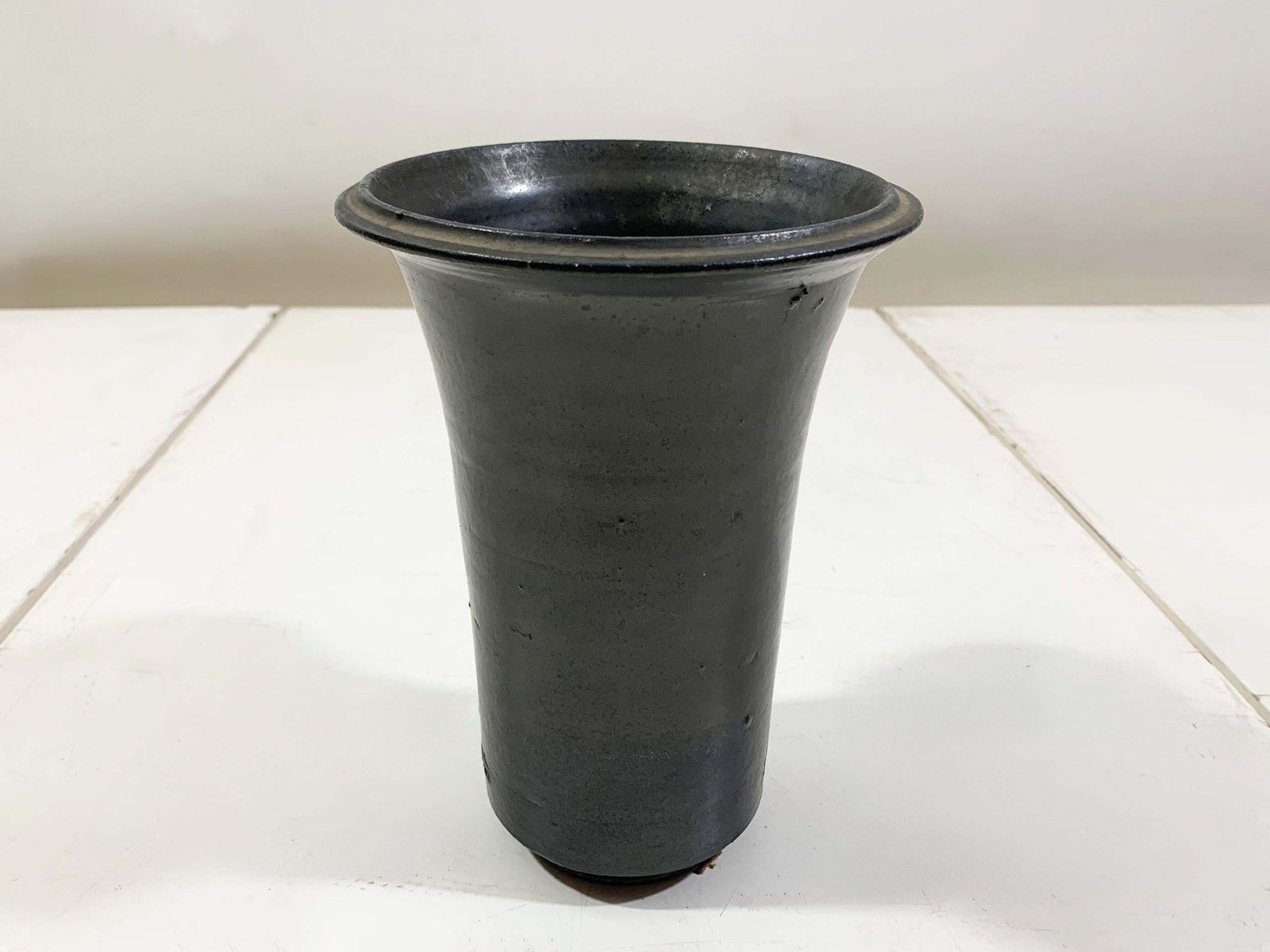 Jean Marais Black Glazed Ceramic Vase, Signed "Jean Marais", France, Circa 1960s photo for sale