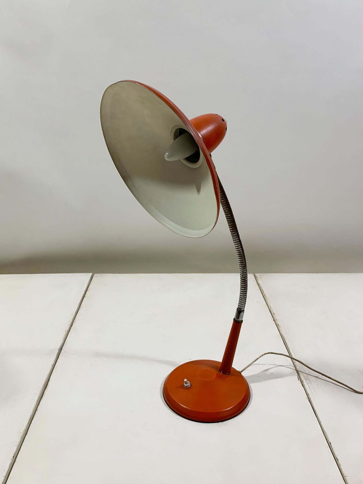 Vintage Space Age Orange Desk Lamp With Adjustable Gooseneck Arm, Circa 1960's photo furniture