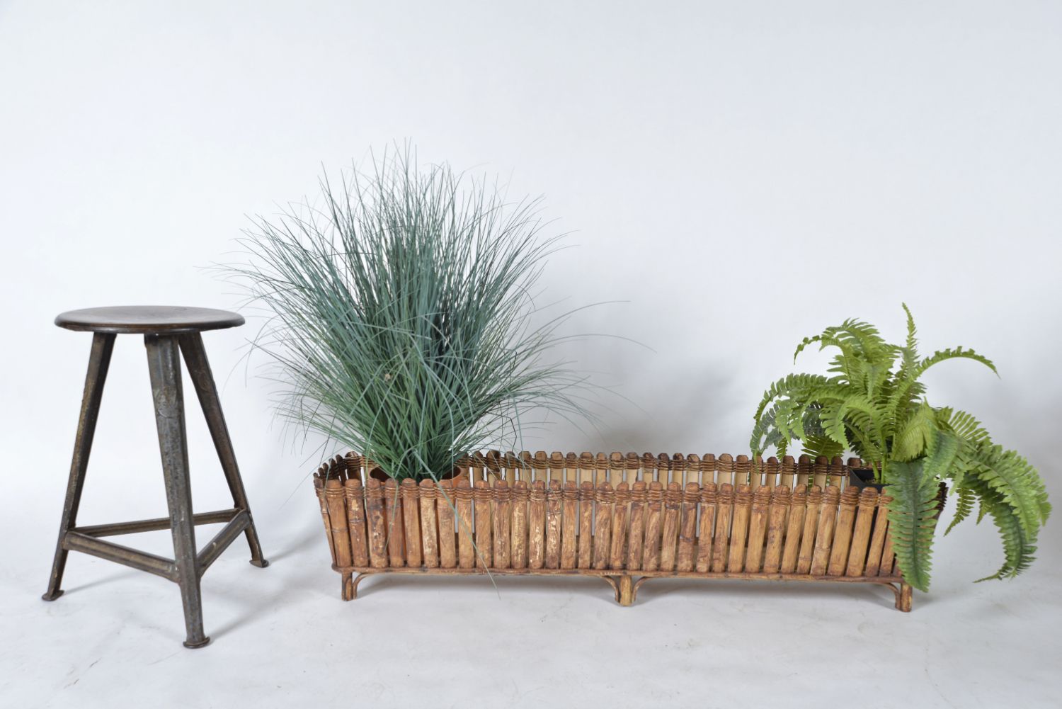 Midcentury Long Bamboo Rattan Planter Windowbox Jardiniere Tiki 1950s photo Furniture