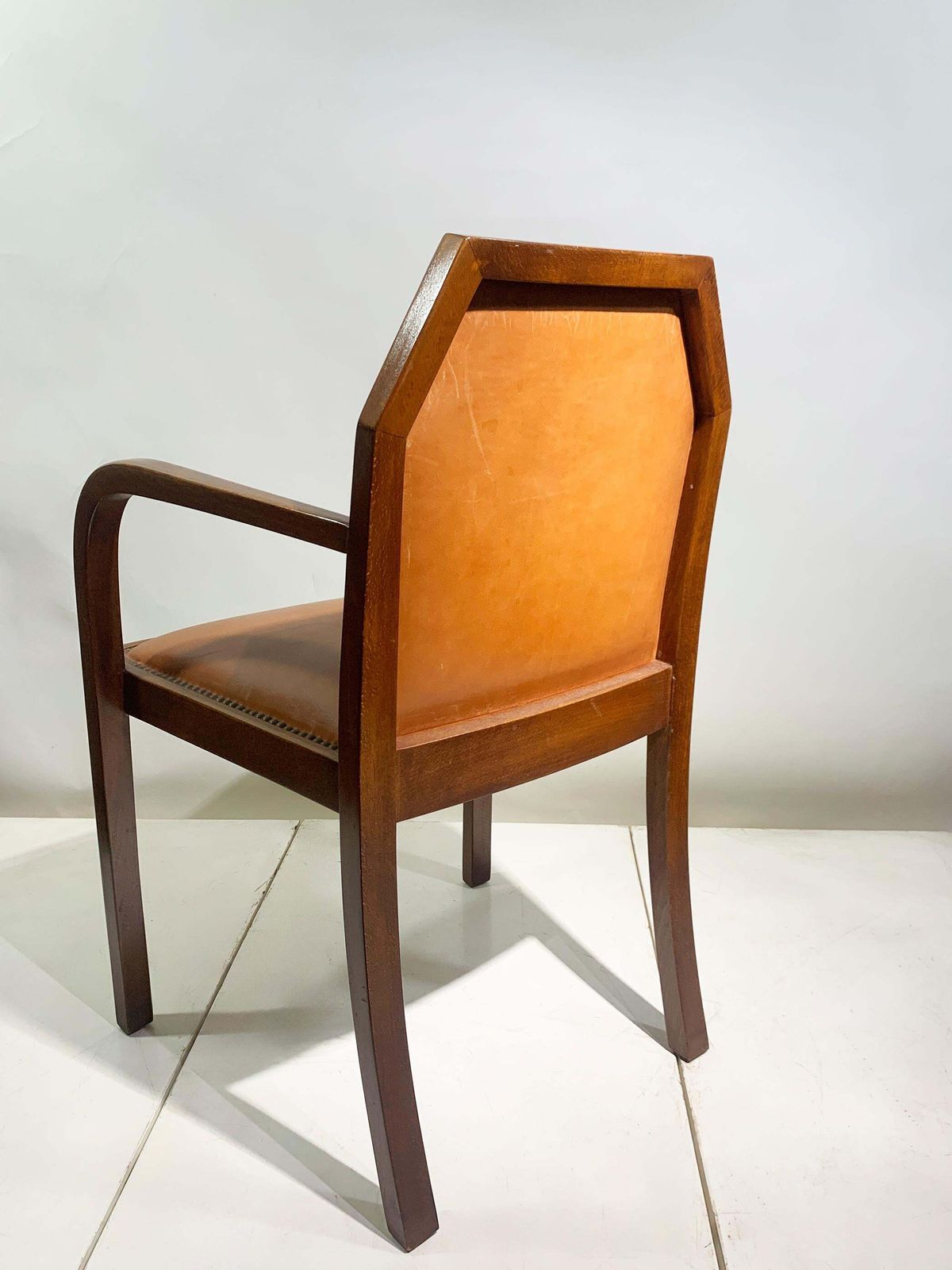 photo buy Pair Of Art Deco Bridge/ Armchairs, In Leather,  France, Circa 1930's