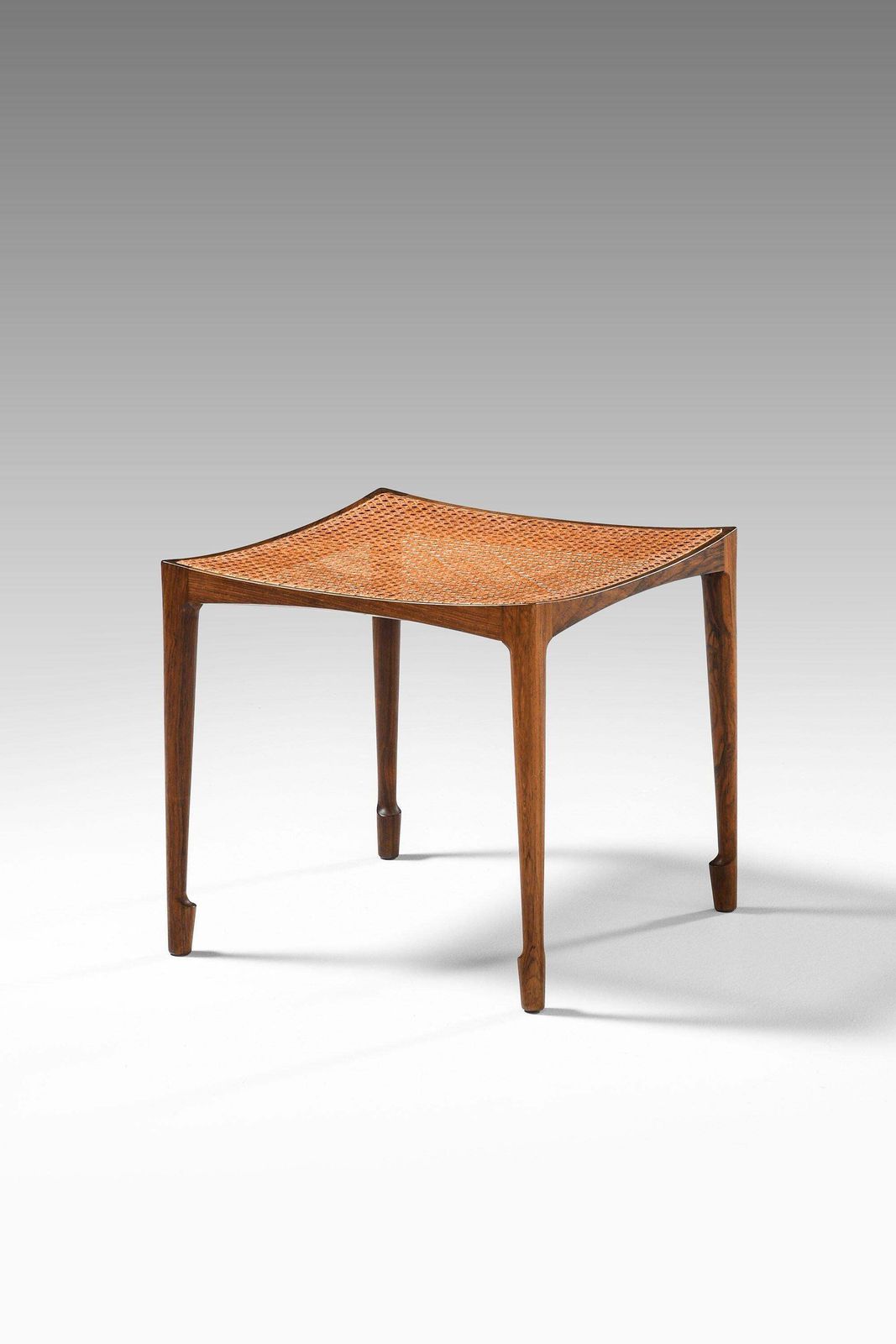 Pair Of Stools In Rosewood And Woven Cane By Bernt Petersen, 1950's photo Furniture