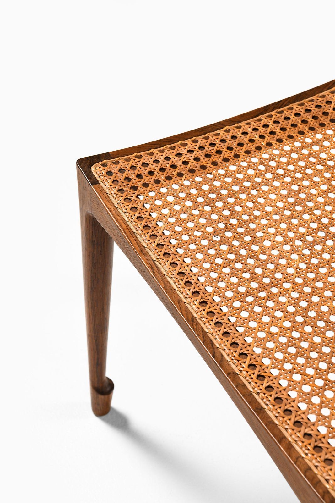 Pair Of Stools In Rosewood And Woven Cane By Bernt Petersen, 1950's photo buy