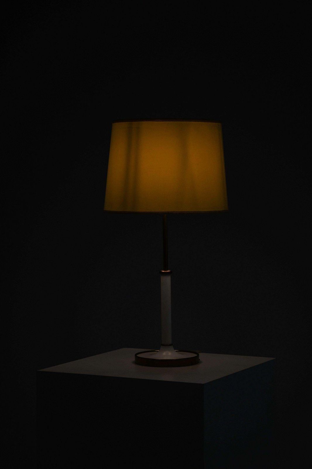 Table Lamps In Brass & White Metal & Original Lamp Shades By Josef Frank, 1950's photo for sale