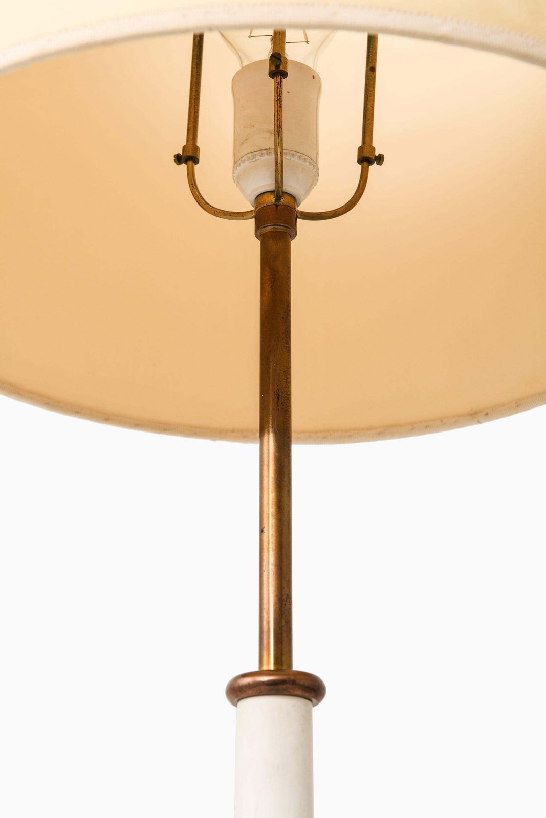 Table Lamps In Brass & White Metal & Original Lamp Shades By Josef Frank, 1950's photo 7291.0