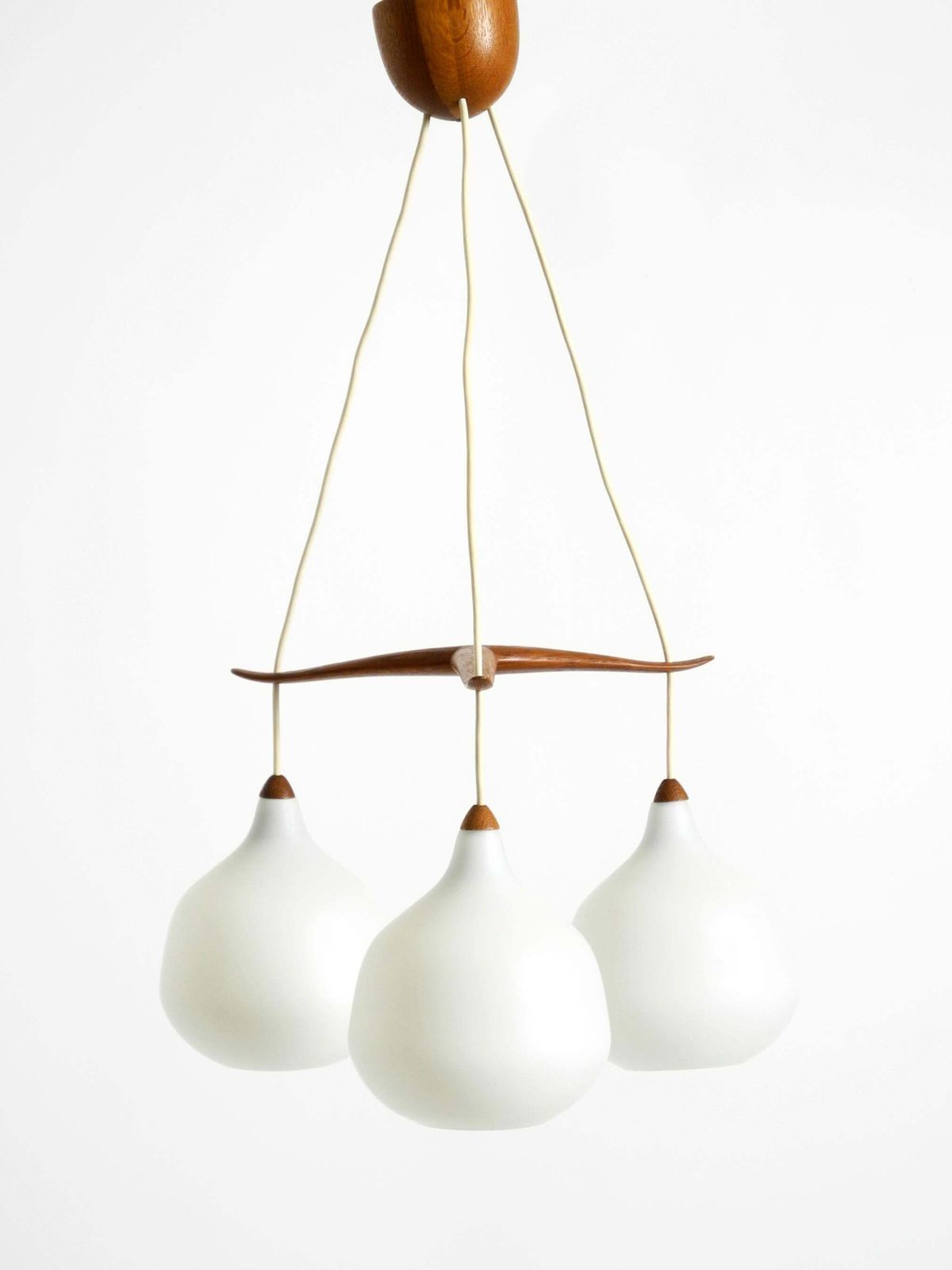 Pendant Lamp With Glass Shades And A Teak Frame By Uno & östen Kristiansson photo furniture