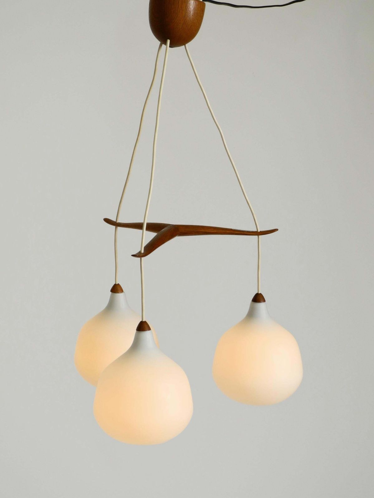 Pendant Lamp With Glass Shades And A Teak Frame By Uno & östen Kristiansson photo 1273.0
