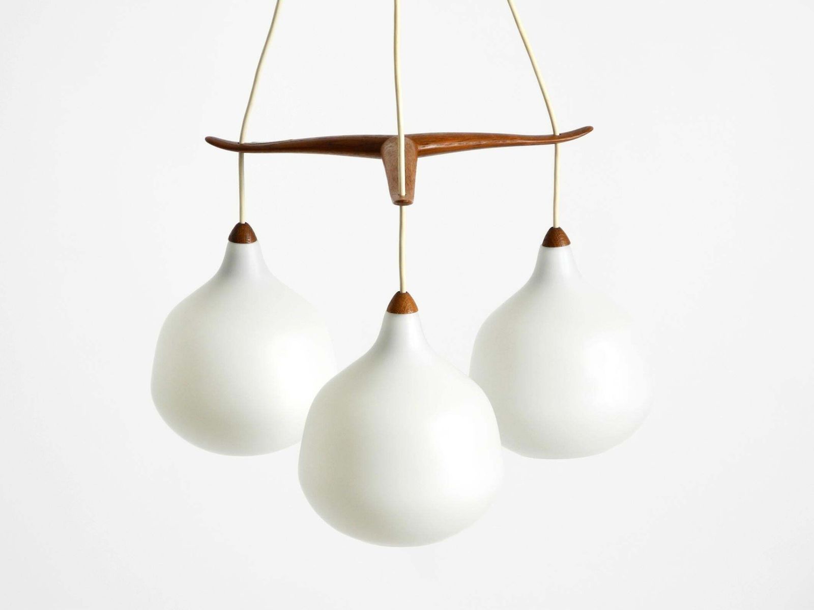 Pendant Lamp With Glass Shades And A Teak Frame By Uno & östen Kristiansson photo buy