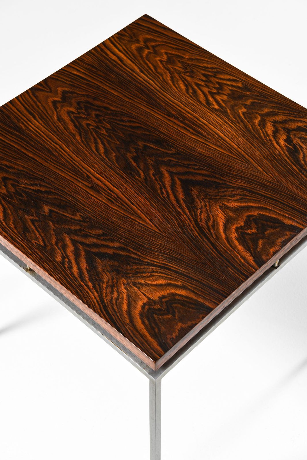 Pair Of Side Tables In Rosewood And Steel By Knud Joos, 1950's photo vinterior
