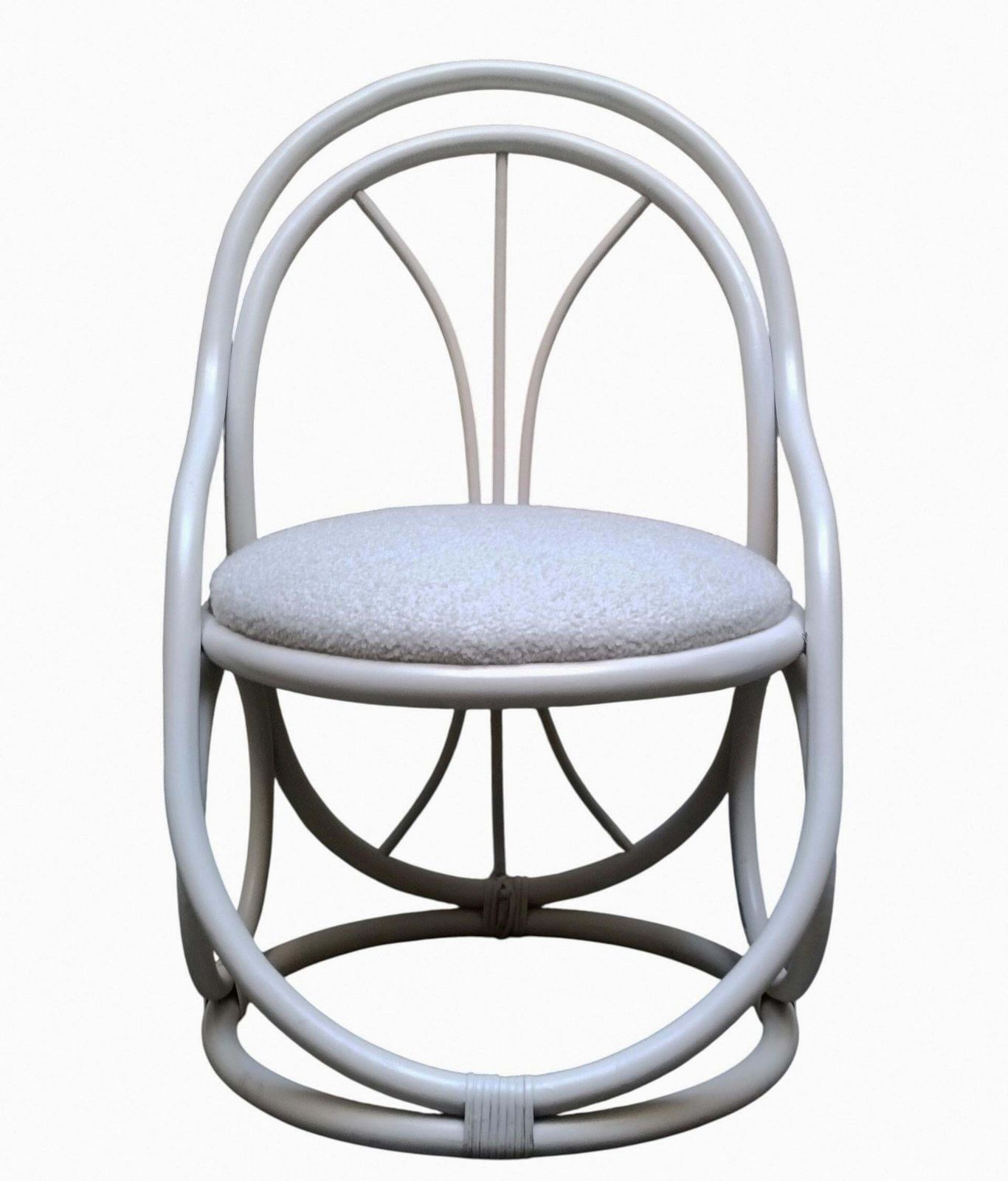 Thonet Attrib. White Curved Wood And Fabric Armchair, Italy 1960s photo for sale