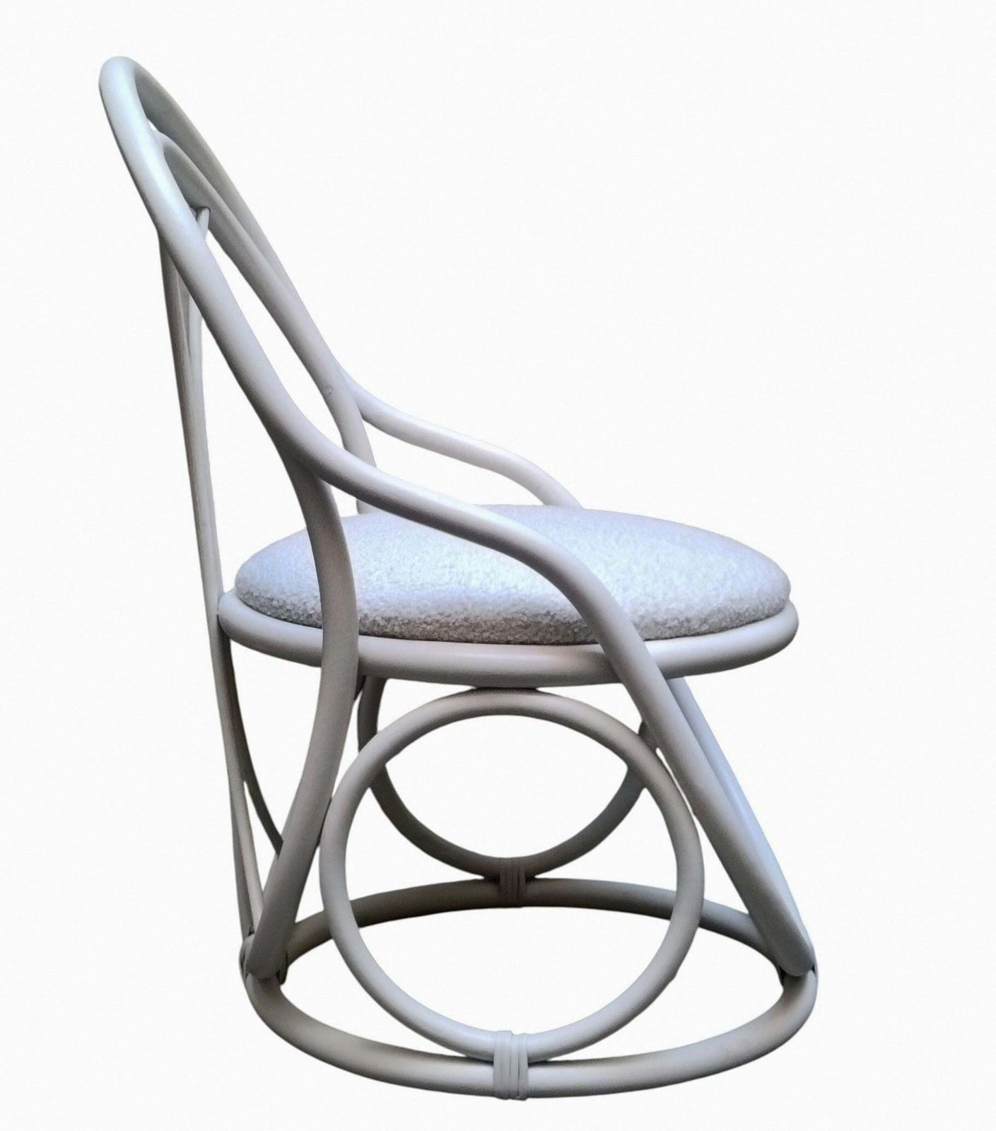 Thonet Attrib. White Curved Wood And Fabric Armchair, Italy 1960s photo Furniture