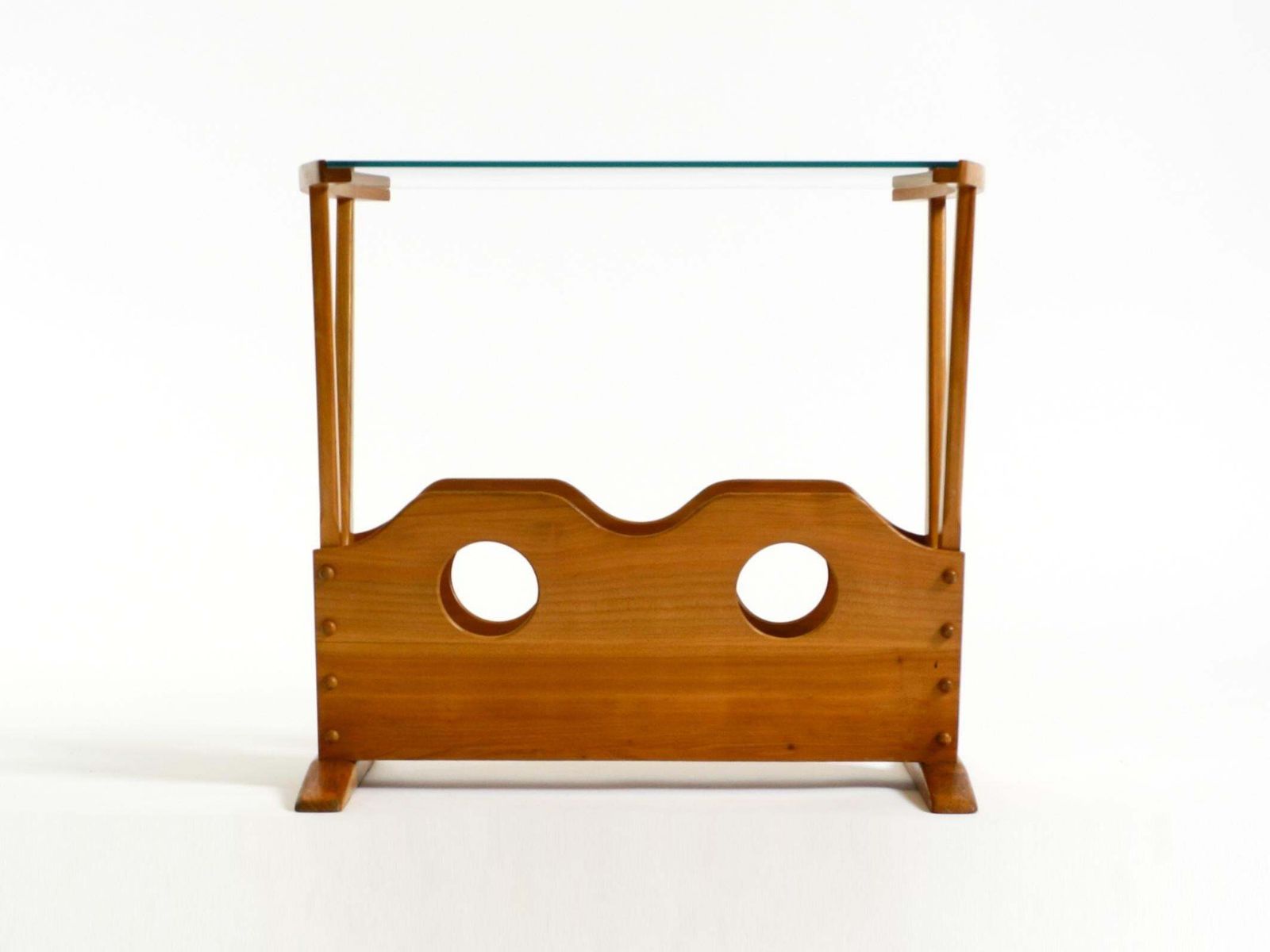 photo for sale Mid Century Modern Side Table With Magazine Rack, Made Of Ash Wood And Glass