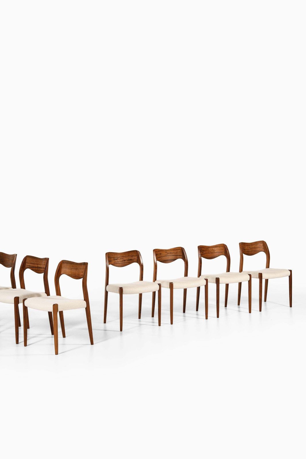 Set Of 8 Dining Chairs In Rosewood And Reupholstered  By Niels O. Møller, 1951 photo furniture