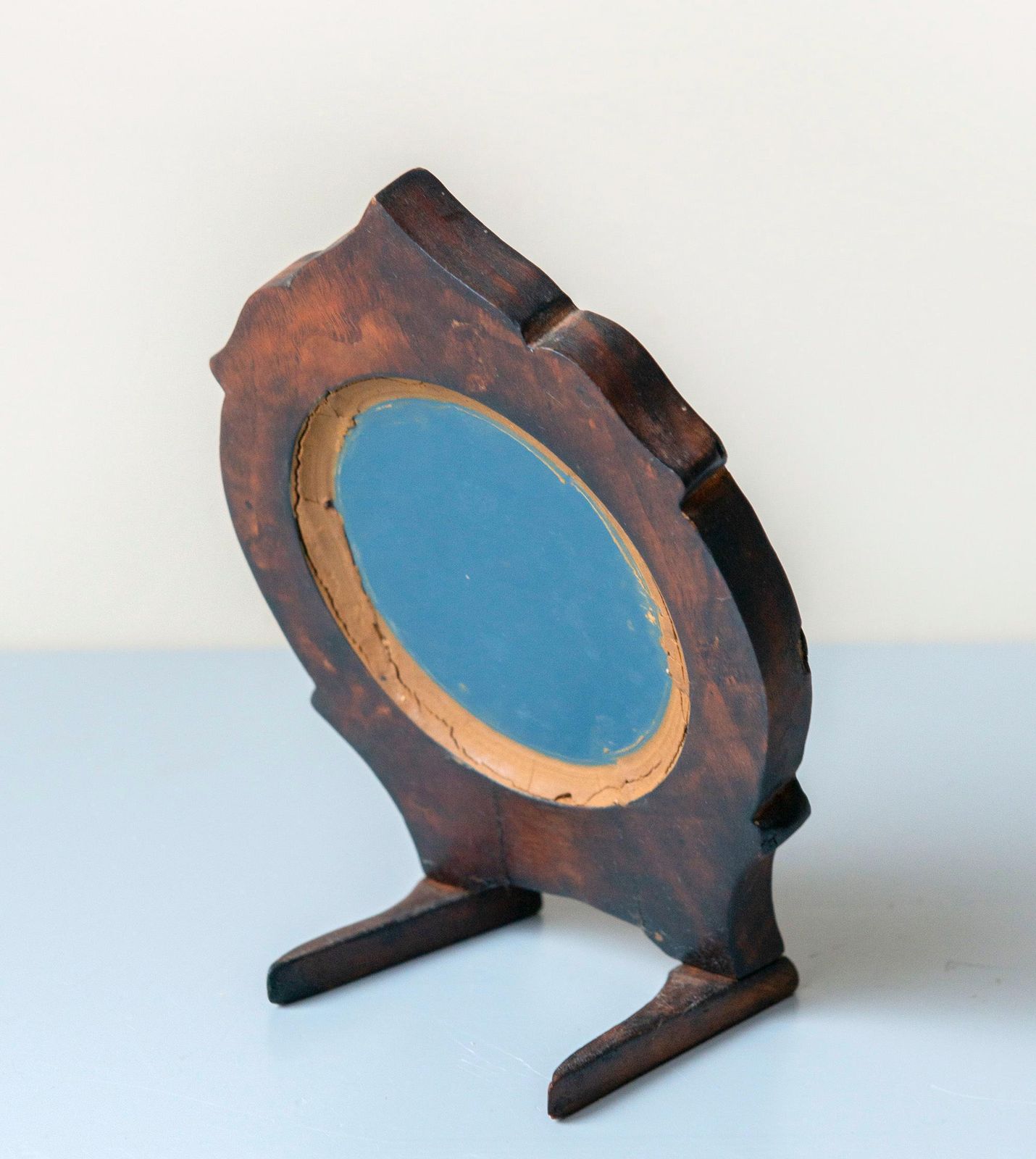 181.0 Antique Wooden Tabletop Mirror With Pearl Inlay, Art Nouveau / Jugendstil, C.1900 photo