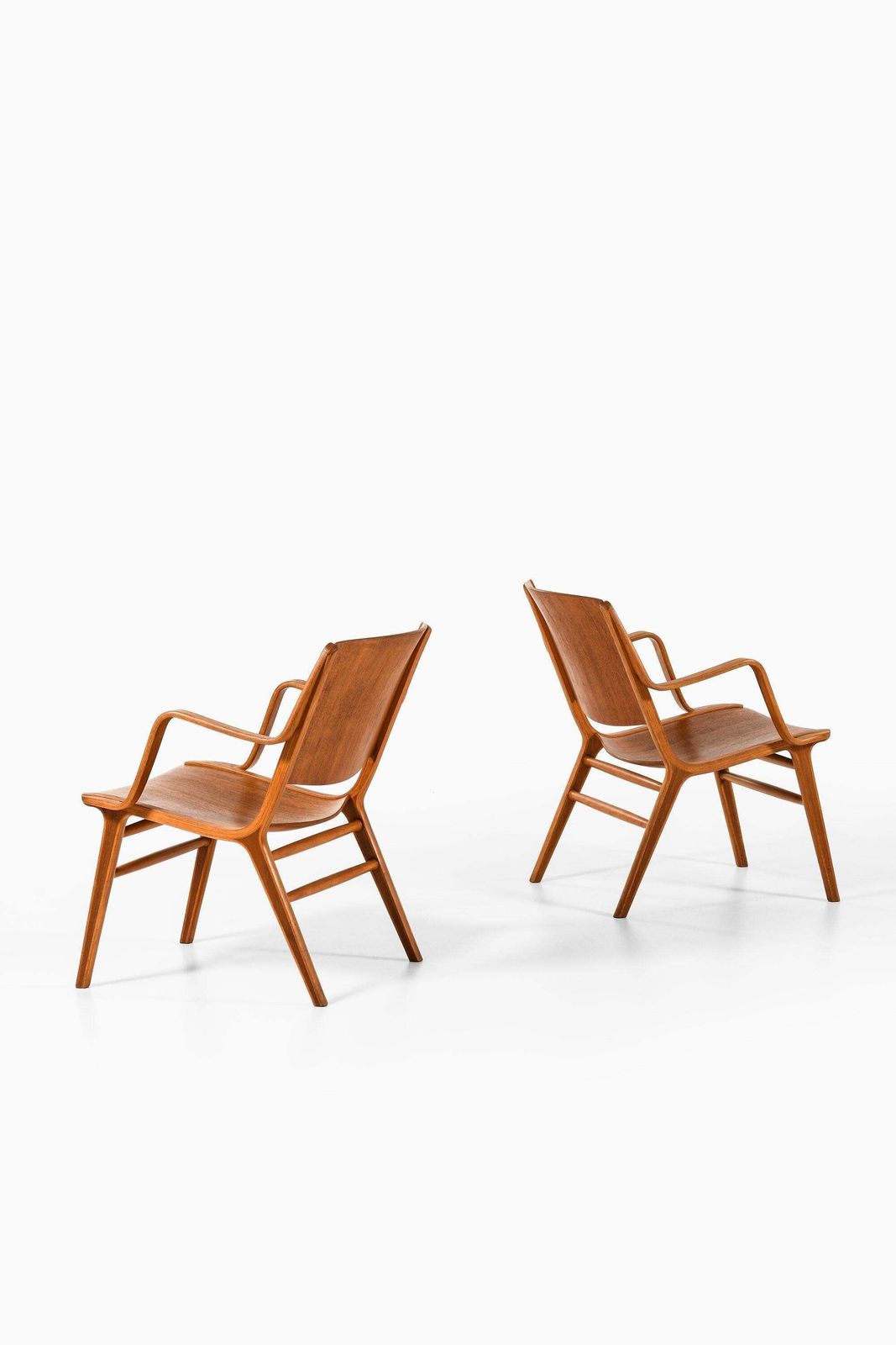 Pair Of Easy Chairs In Teak & Beech By Peter Hvidt & Orla Mølgaard Nielsen, 1951 photo for sale