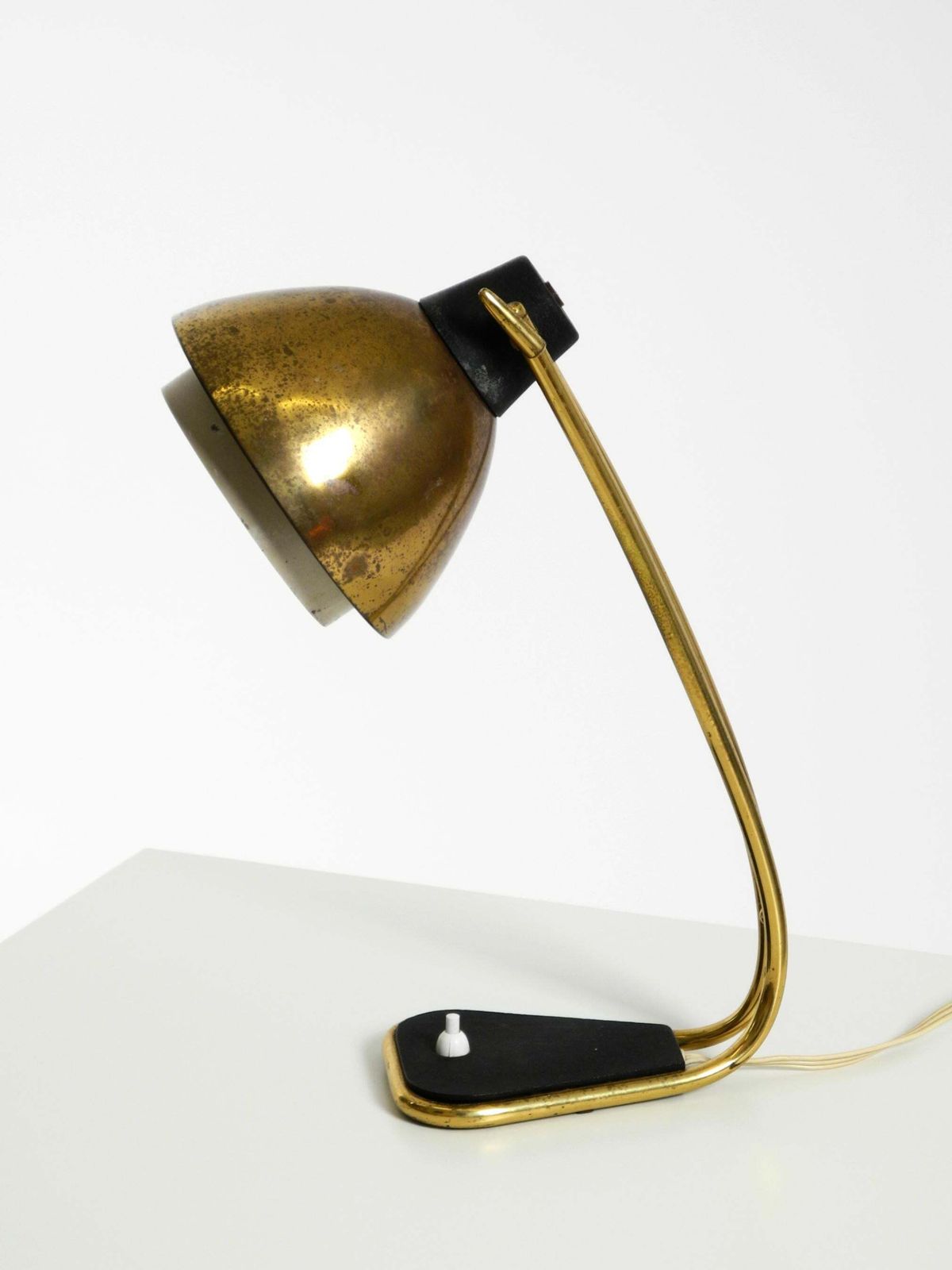 Rare Large Mid Century Modern Brass Table Lamp With Beautiful Patina photo vintage