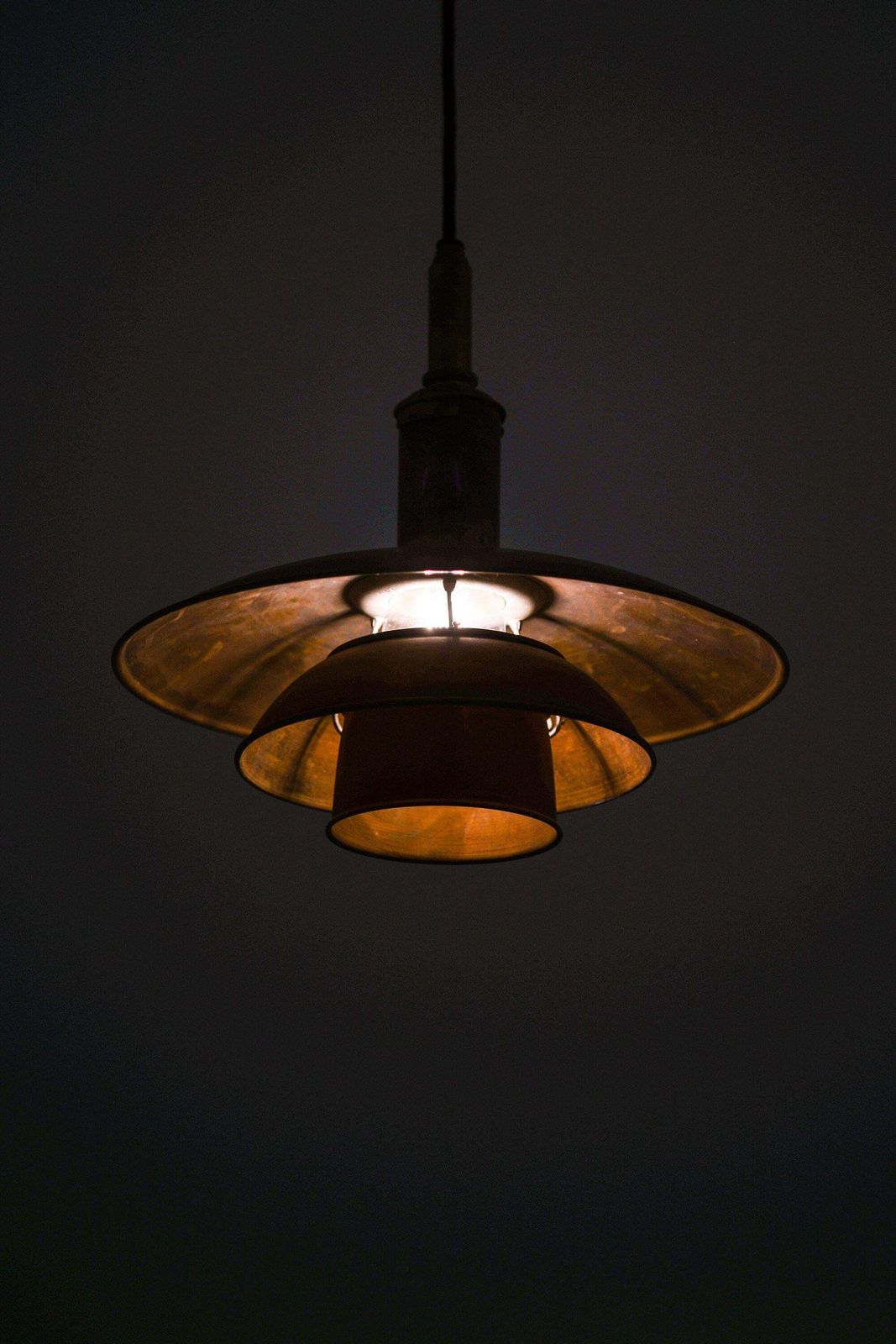 Early Ceiling Lamp In Copper And Brass By Poul Henningsen, 1930's photo for sale