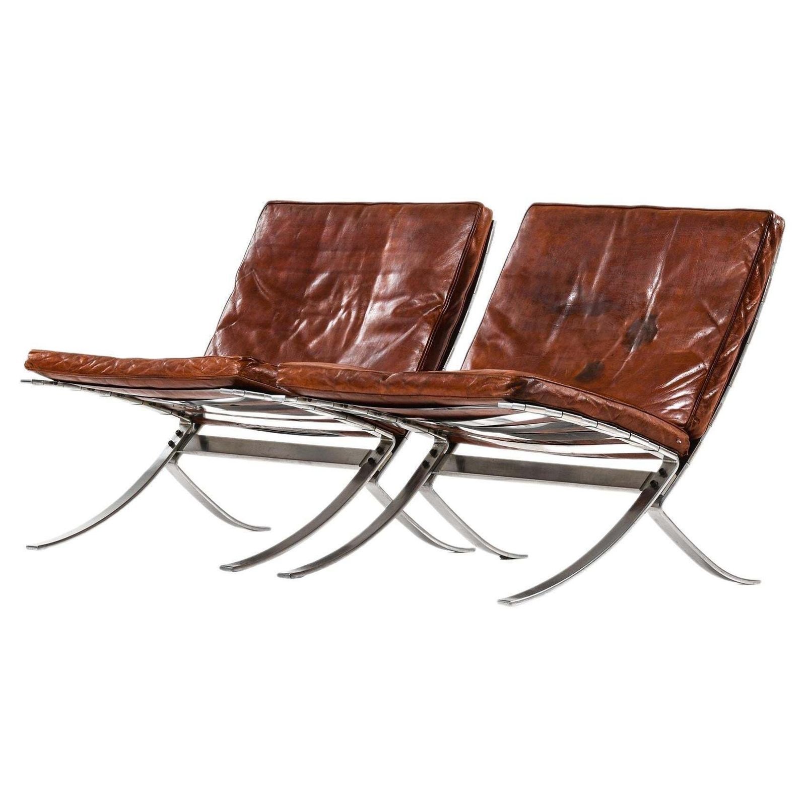 Pair Of Easy Chairs In Chromed Steel And Leather By Steen østergaard, 1960's