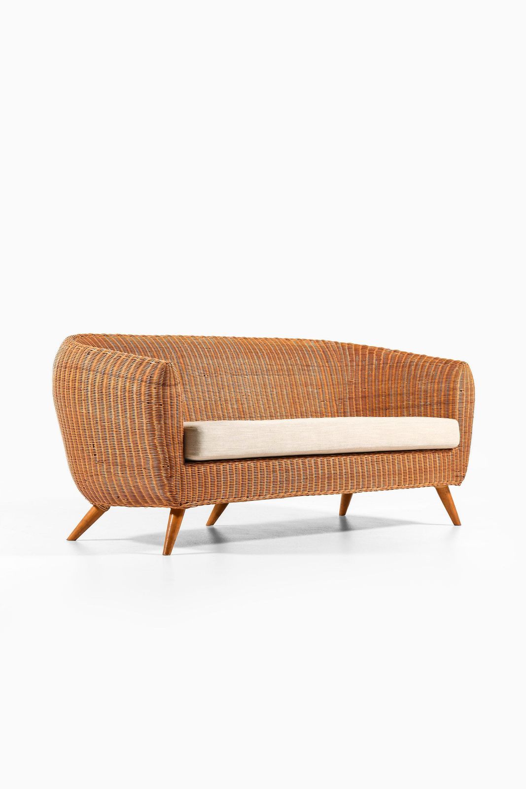 Freestanding Sofa In Rattan, Beech And Reupholstered Fabric, 1960's photo furniture