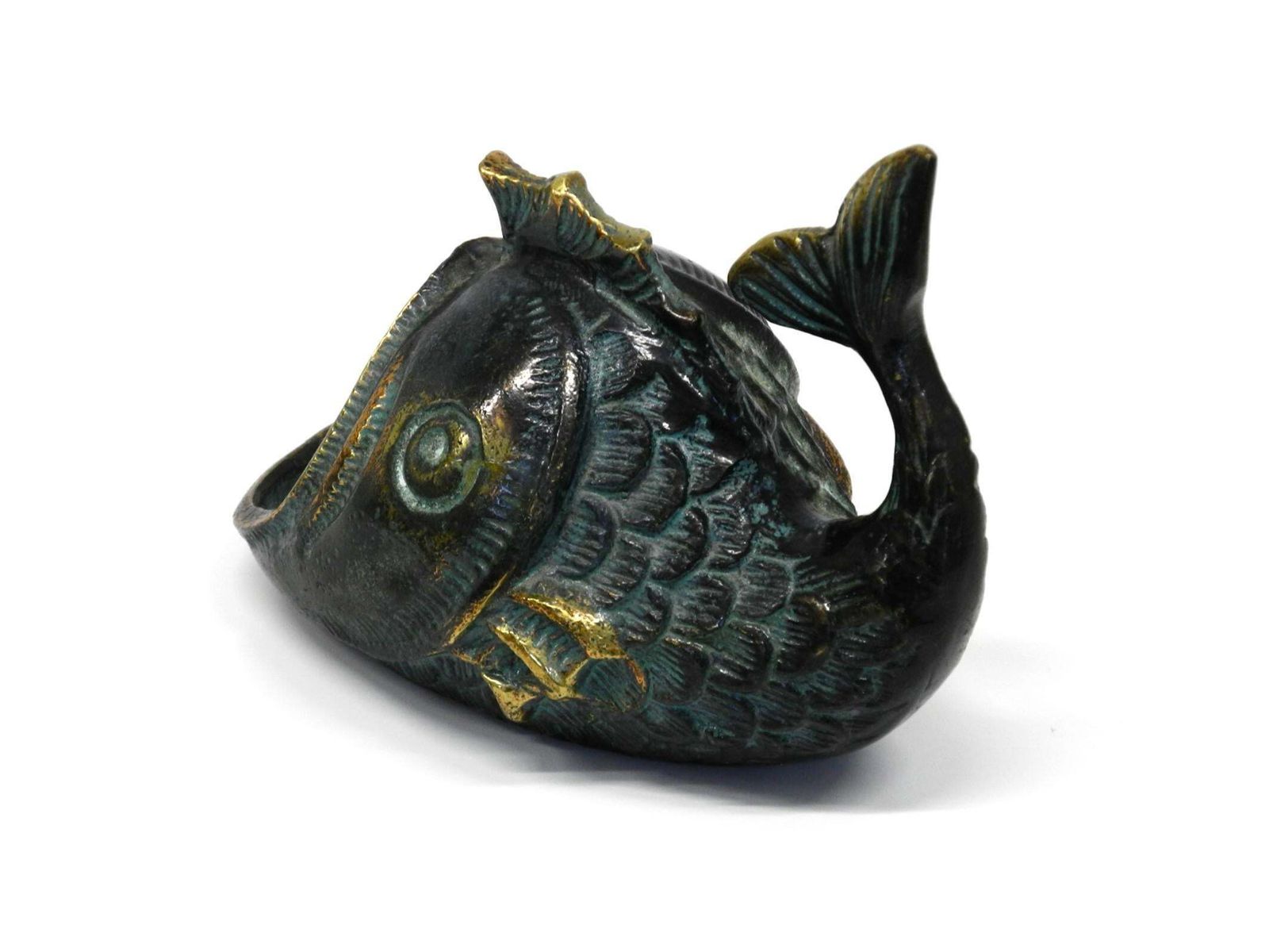 Mid Century Bronze Table Or Hand Ashtray By Walter Bosse In The Shape Of A Fish photo vintage