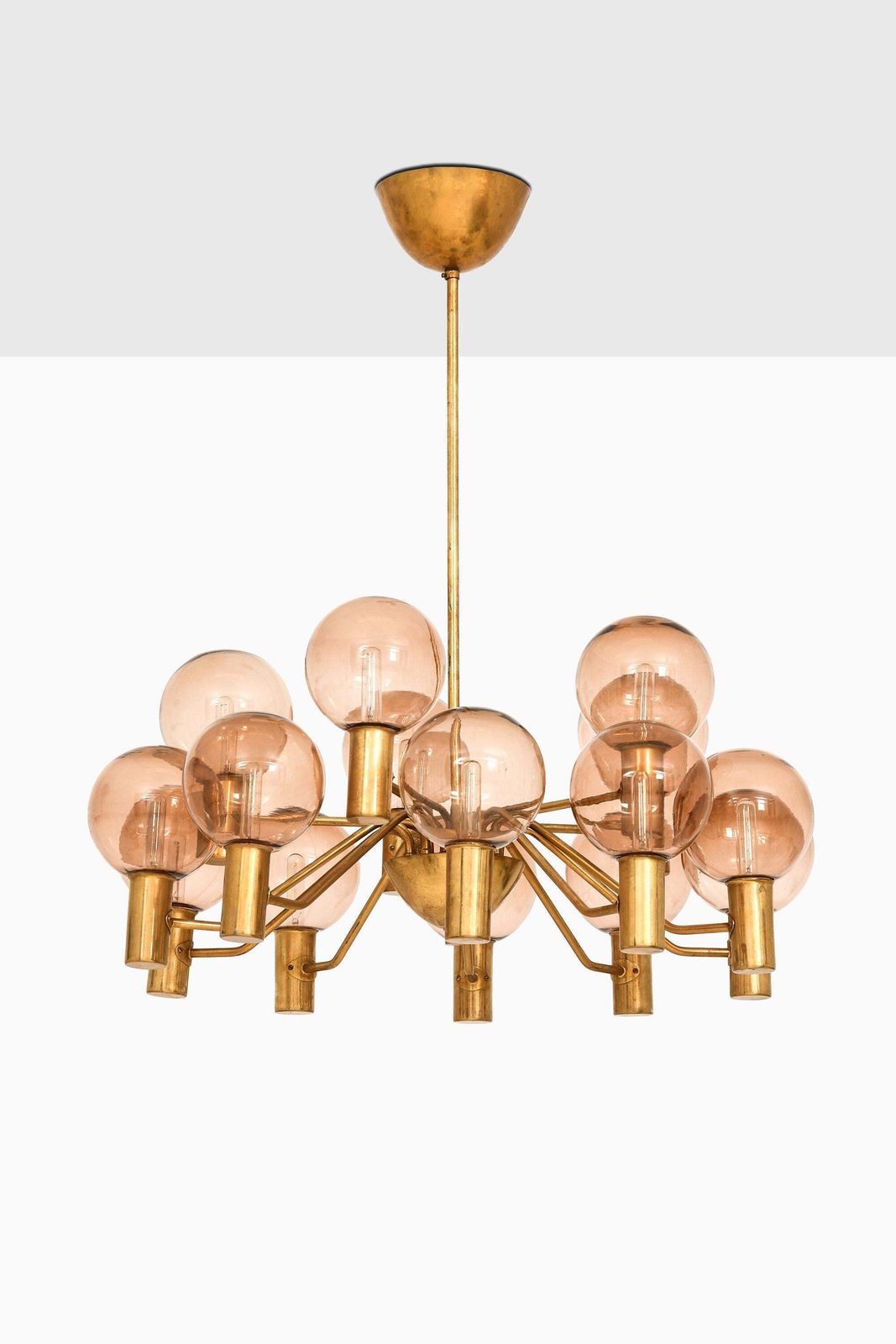 Ceiling Lamp In Brass And Glass By Hans Agne Jakobsson, 1950's photo for sale