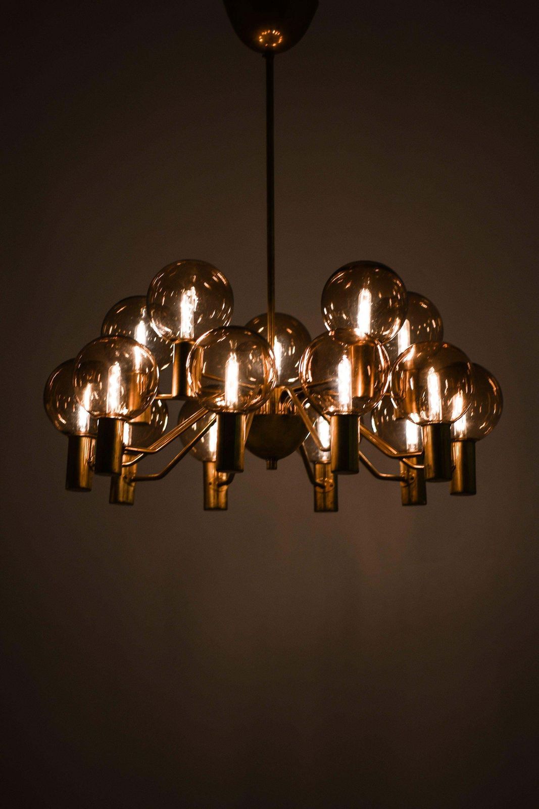 Ceiling Lamp In Brass And Glass By Hans Agne Jakobsson, 1950's photo Lighting