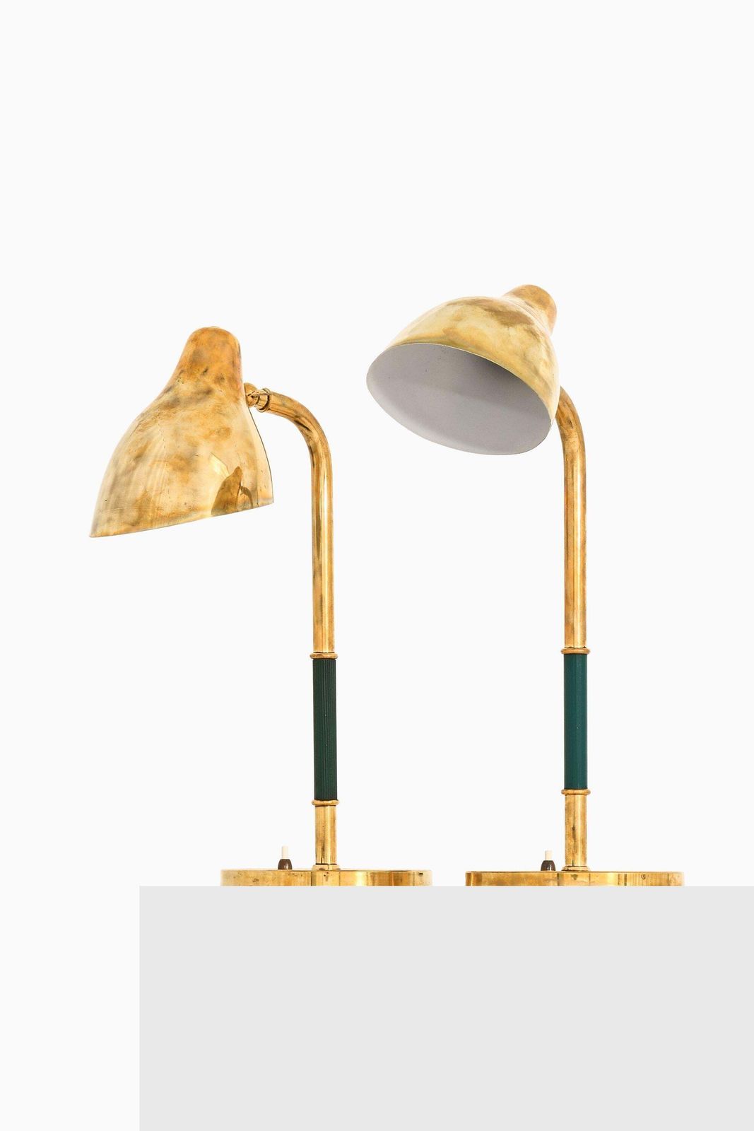 Pair Of Table Lamps In Brass And Vinyl By Vilhelm Lauritzen, 1940's photo furniture