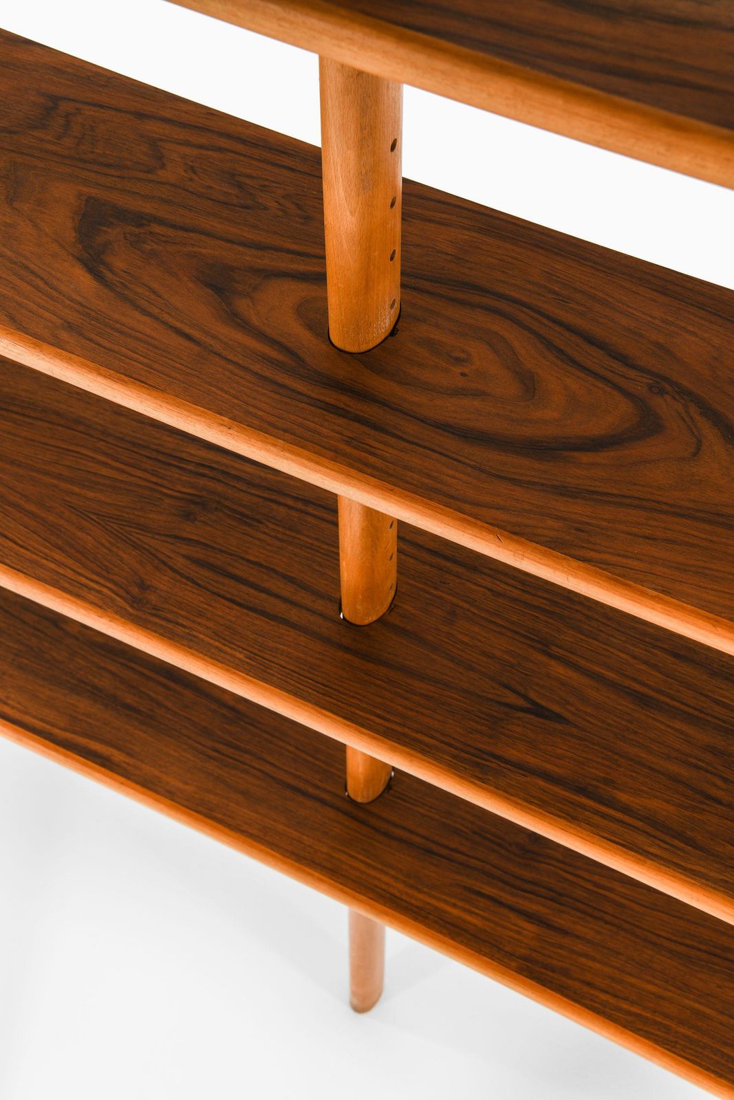 Bookcase In Walnut, Elm, Beech And Brass In The Style Of William Watting, 1950's photo vintage