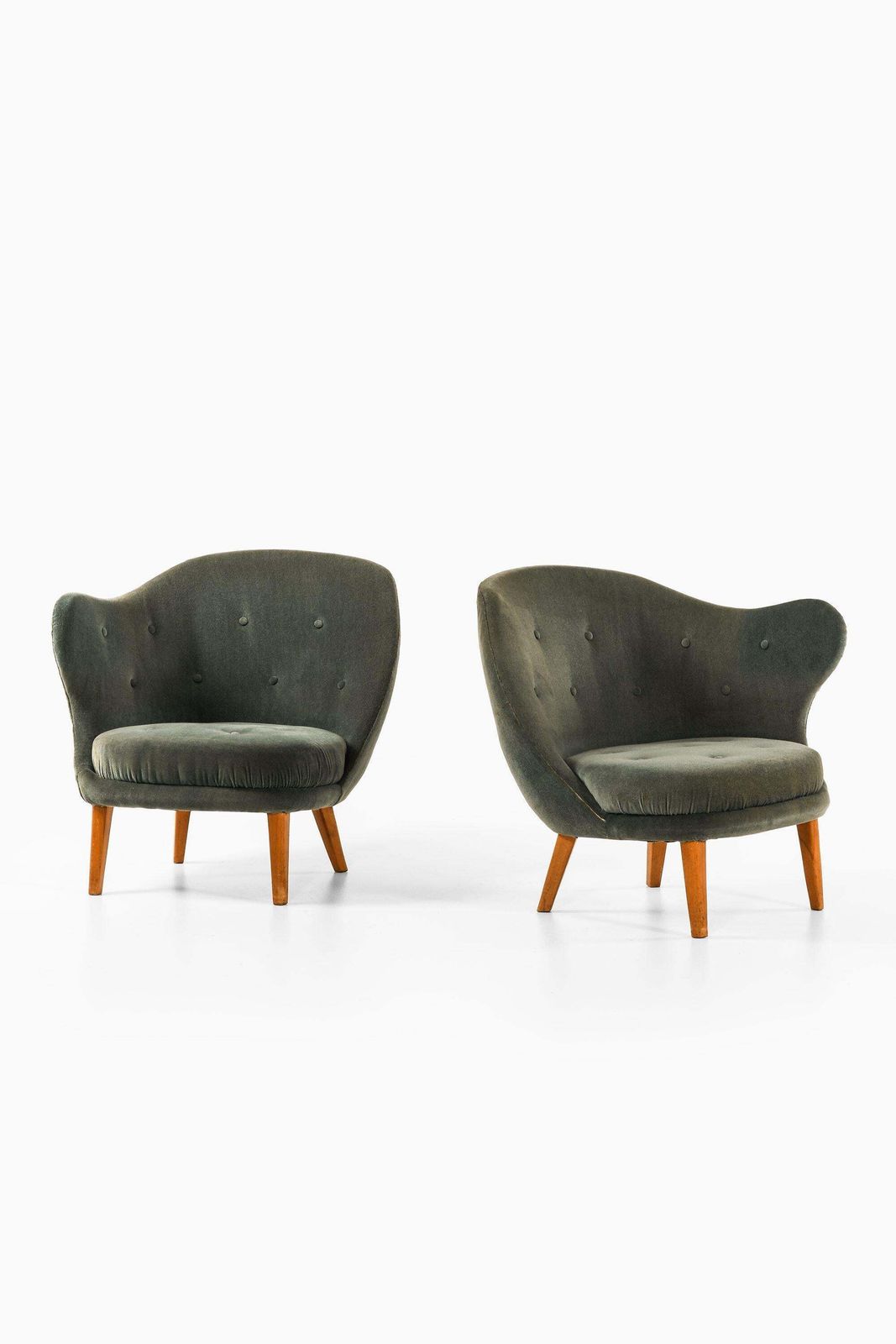 Easy Chairs In Beech And Original Mohair Velvet Upholstery By Arne Norell, 1952 photo for sale